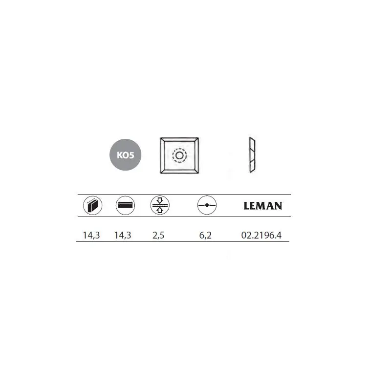 10 plaquettes d‘araseur 14,3x14,3x2,5 mm 4 coupes