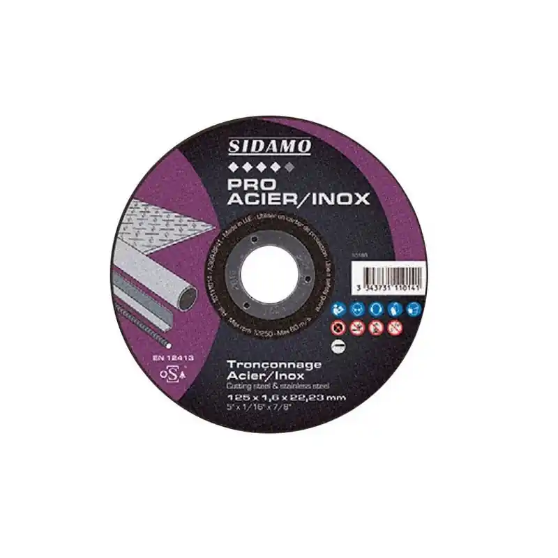 25 Disques à tronçonner Pro Acier Inox D.125 X 2.5 X 22,23