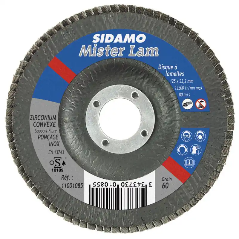 10 Disques lamelles Zirconium D 125x2223mm Gr 80 support fibre MISTERL
