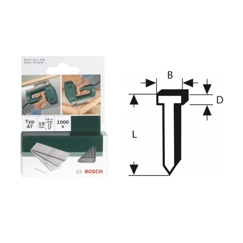 1000 Clous Longueur 14mm pour agrafeuse Bosch PTK 3.6V