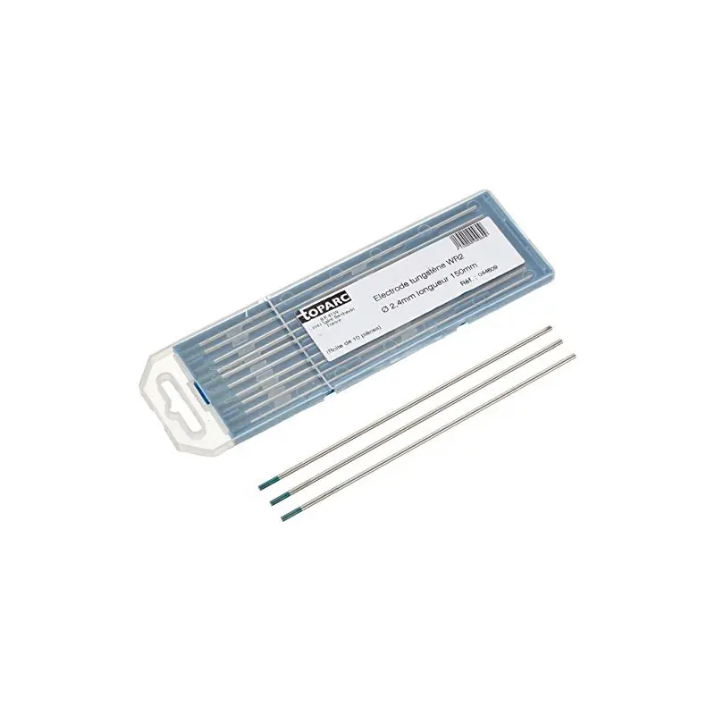10 Électrodes tungstène WR2 Diam 2,4 mm extrémité turquoise (AC/DC)