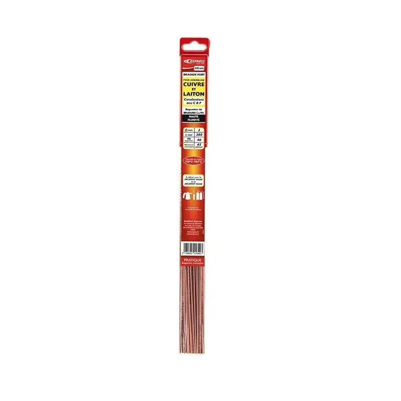 40 Baguettes de brasure Cu/Ph haute fluidité Diam 2 mm 380 mm