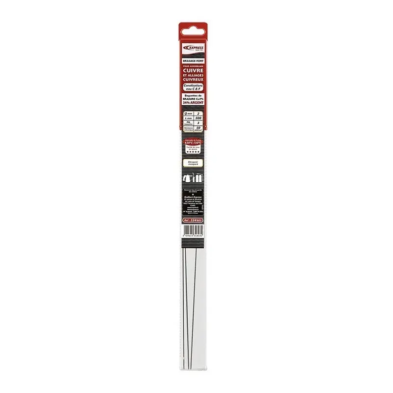 3 Baguettes de brasure Cuivre Zinc 34% Argent Diam 2 mm 500 mm