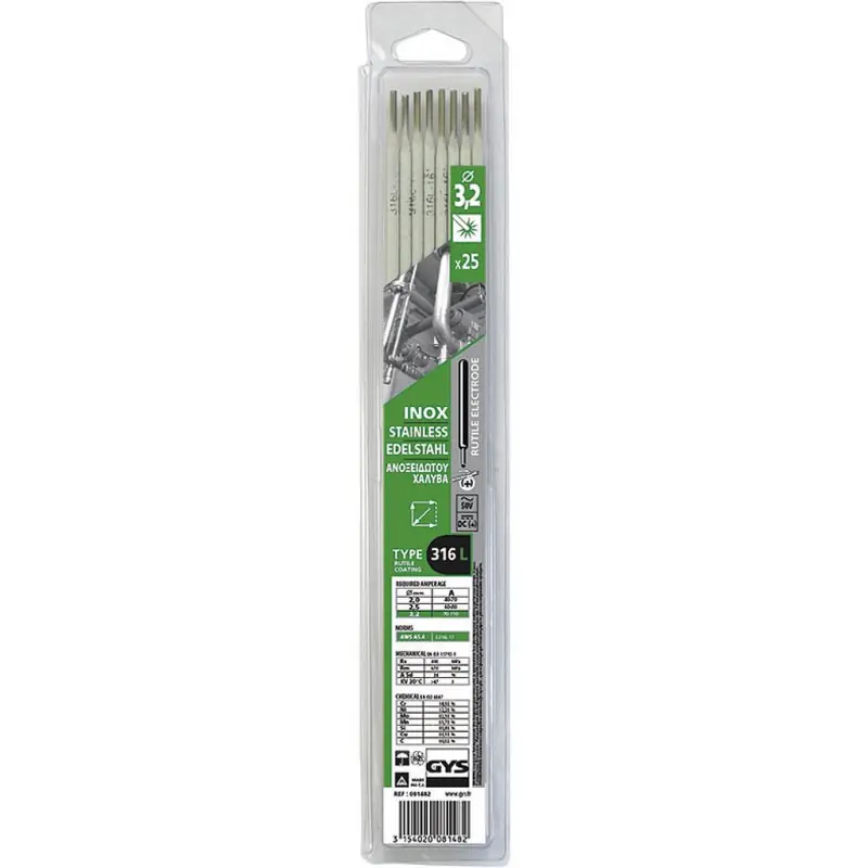 25 Électrodes inox 316L Diam 3,2 mm brochable