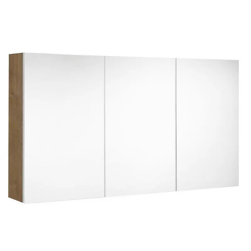 Armoire de toilette 120 cm 3 portes 6 étagères couleur Chêne Arlington