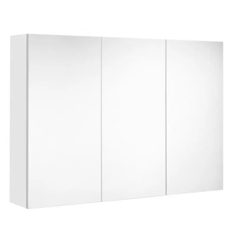 Armoire de toilette 100 cm 3 portes miroir 6 étagères blanc ultra mat