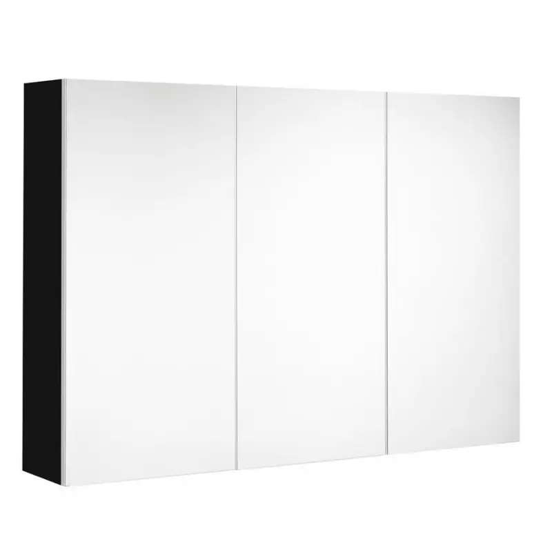 Armoire de toilette 100 cm 3 portes miroir 6 étagères noir ultra mat M