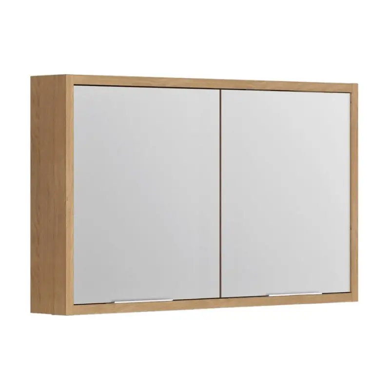 Armoire de toilette 120 cm 2 portes miroir 4 étagères chêne halifax So