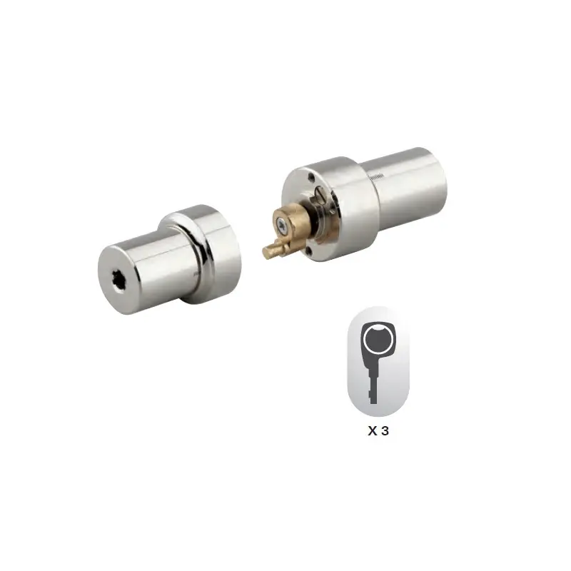 Adaptateur LAP cylindre double 37 x 46 mm nickelé avec 3 clés