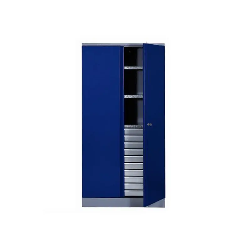 Armoire Bleu marine 2 portes 3 étagères et 10 tiroirs Kupper