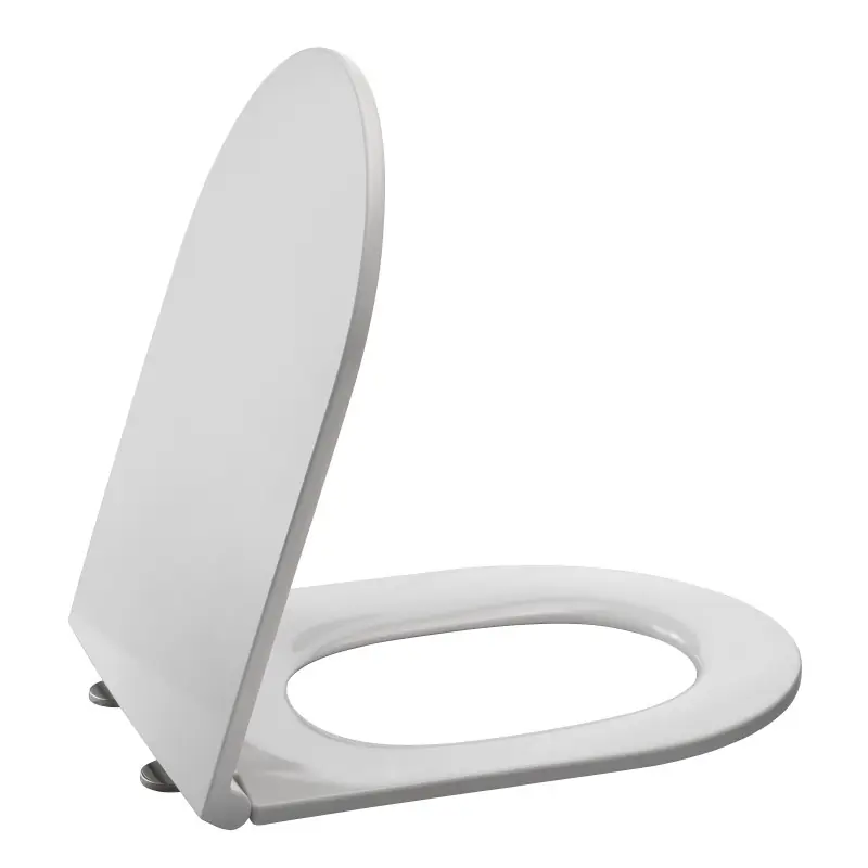 Abattant WC blanc brillant extra-plat charnières inox DUNEO