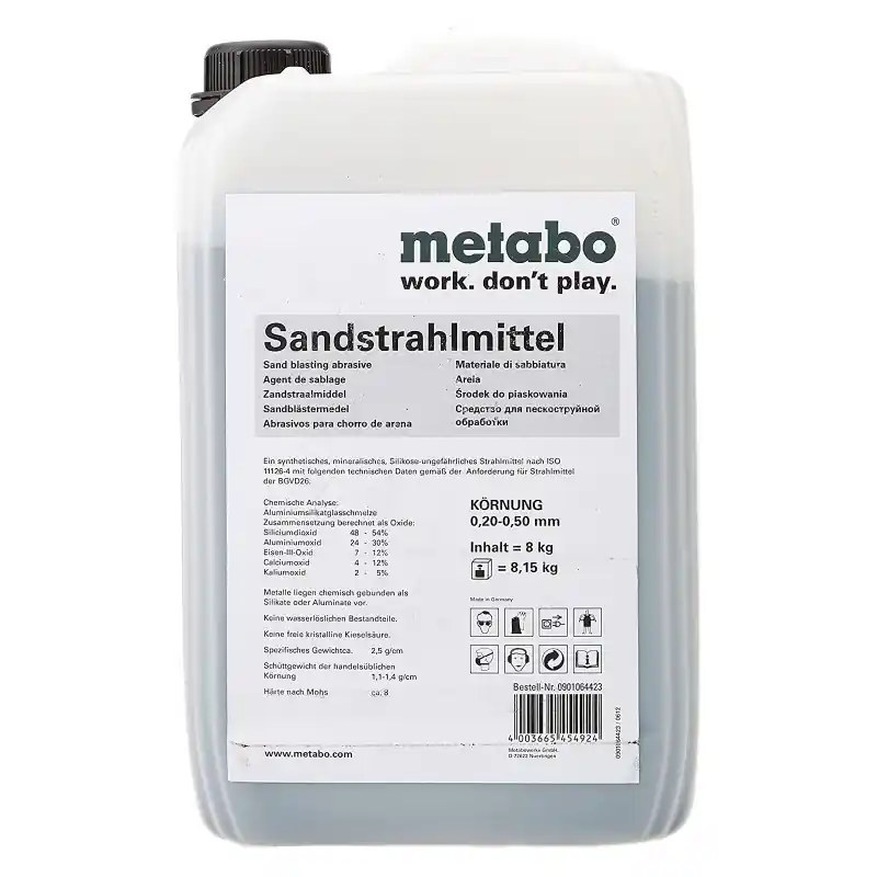 Agent de sablage granulation 0.2 à 0.5mm bidon 8kg Metabo