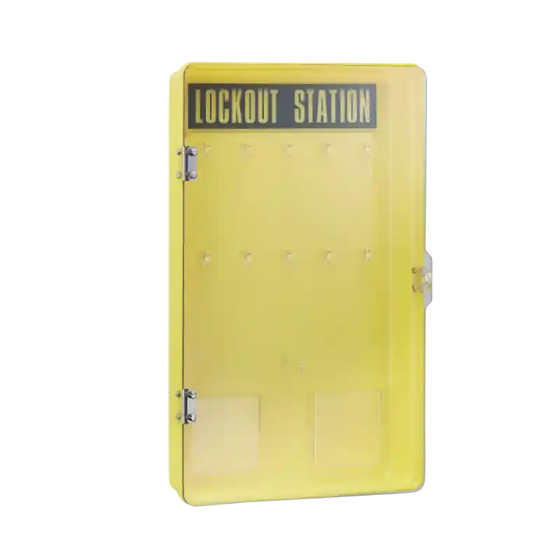 Armoire de stockage 10 cadenas murale finition jaune avec porte