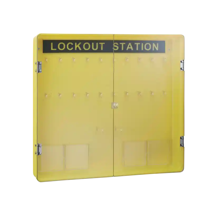 Armoire de stockage 20 cadenas murale finition jaune avec porte