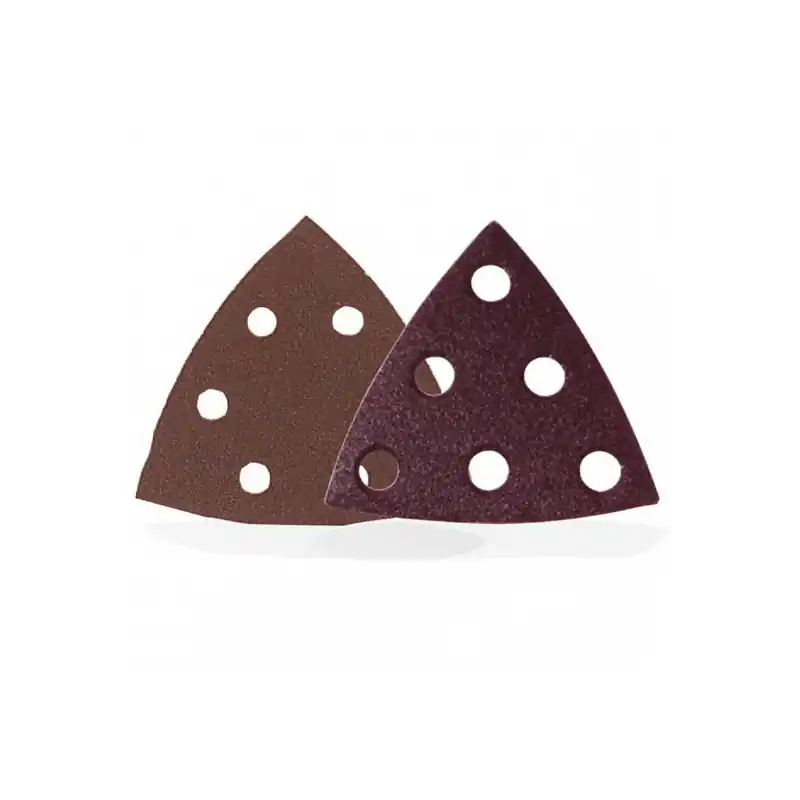 50 feuilles abrasives Delta triangle velcro 6 trous 95x95x95mm Grain 8