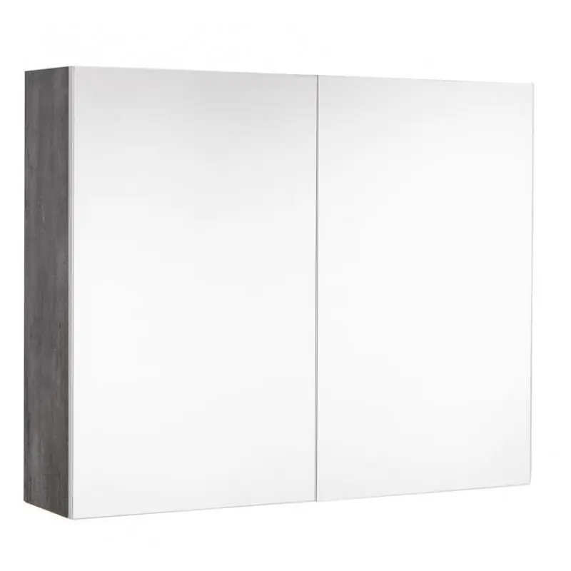 Armoire de toilette 80 cm 2 portes miroir 2 étagères béton foncé Look
