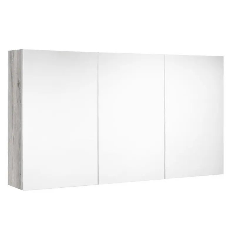 Armoire de toilette 120 cm 3 portes miroir 6 étagères chêne vintage As