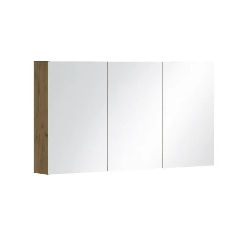Armoire de toilette 120 cm 3 portes miroir 6 étagères chêne halifax Lo