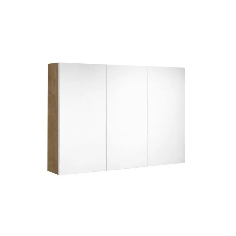 Armoire de toilette 120 cm 3 portes miroir 6 étagères chêne charleston