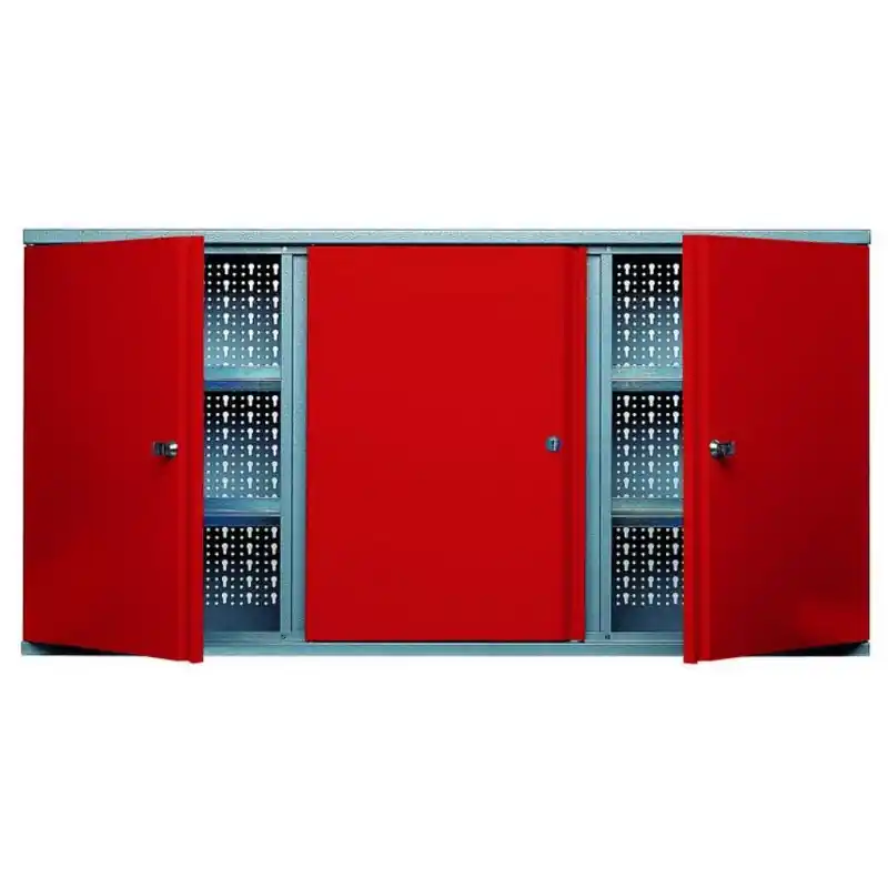 Armoire murale 3 portes verrouillables 4 étagères L1.2m rouge Kupper