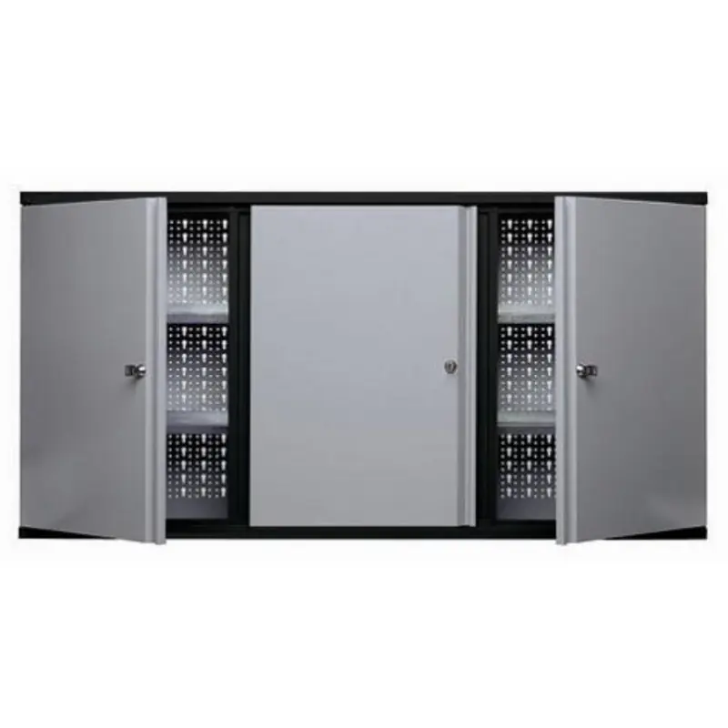 Armoire murale 3 portes verrouillables 4 étagères gris Kupper