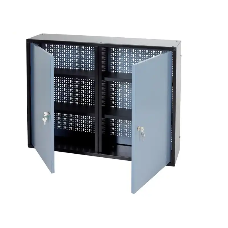 Armoire murale 2 portes 4 étagères 80 x 60 x 20 cm Gris