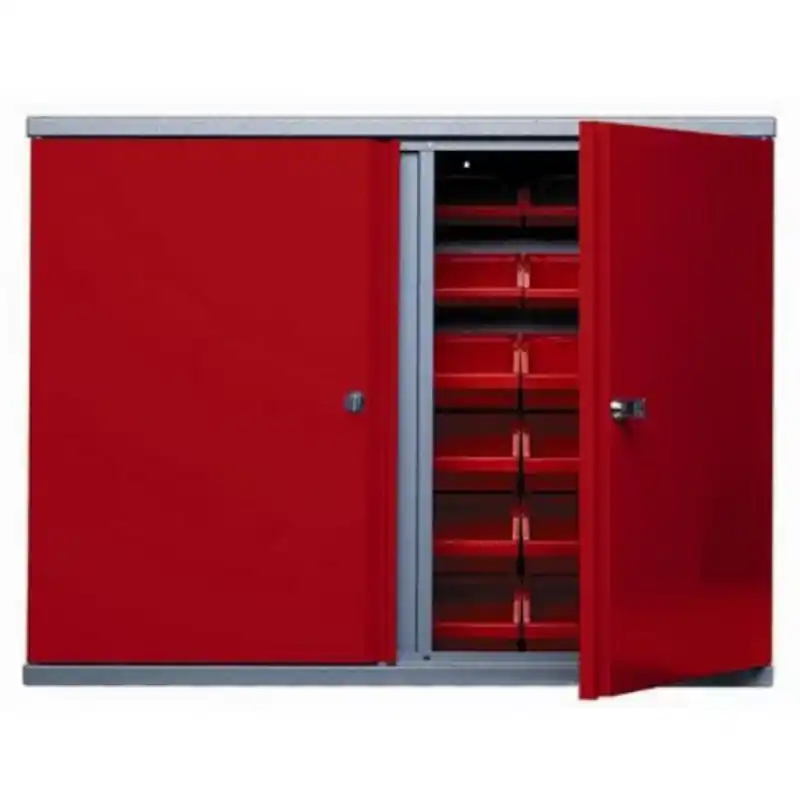 Armoire murale rouge L80cm 2 portes 36 boites de rangement Kupper