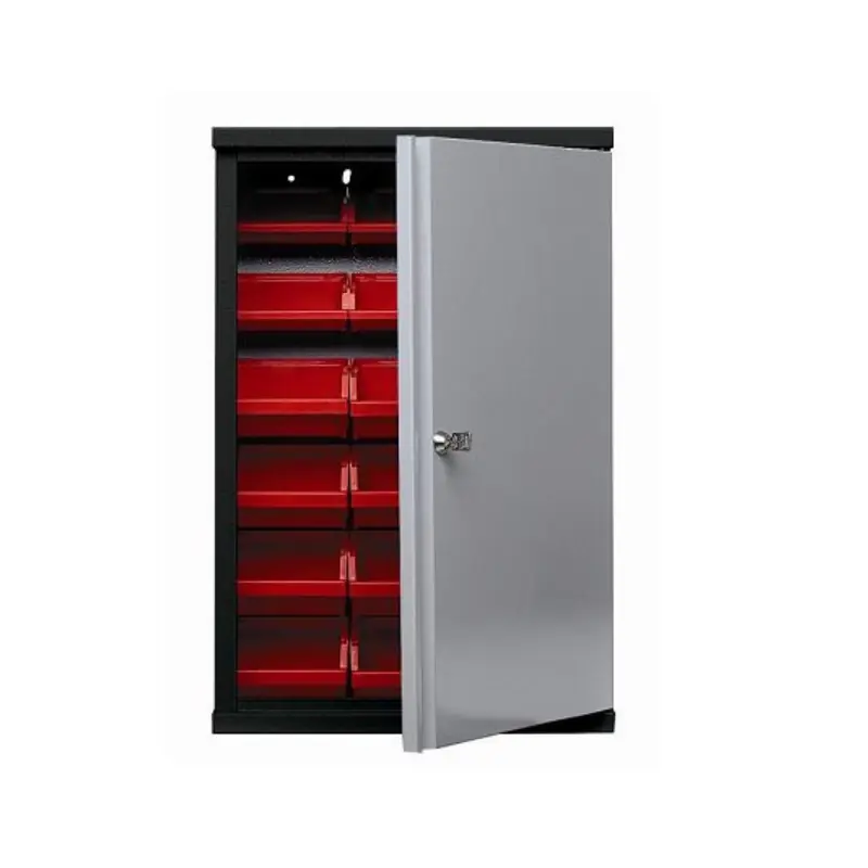 Armoire murale 1 porte et 18 boites de rangement Gris