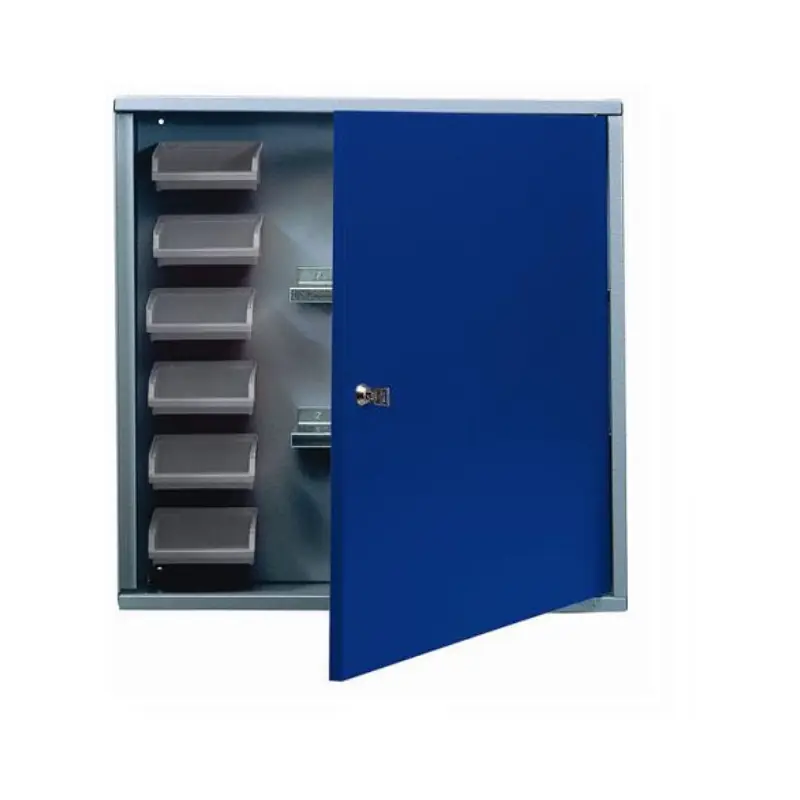 Armoire murale 1 porte 2 étagères et 6 boites de rangement Bleu marine