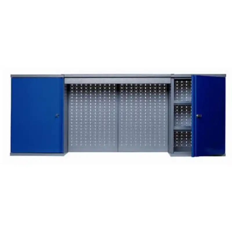 Armoire murale 2 portes 4 étagères 2 panneaux bleu marine Kupper