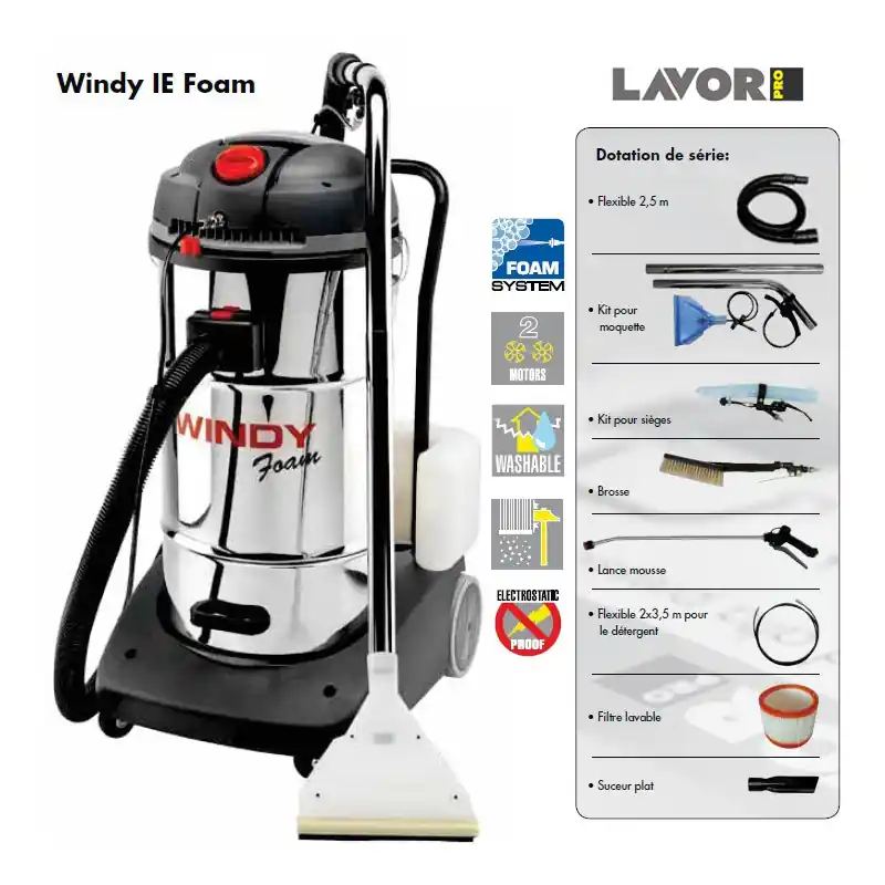 Aspirateur Injecteur-extracteur 2400W max. 130l/s WINDY IE FOAM