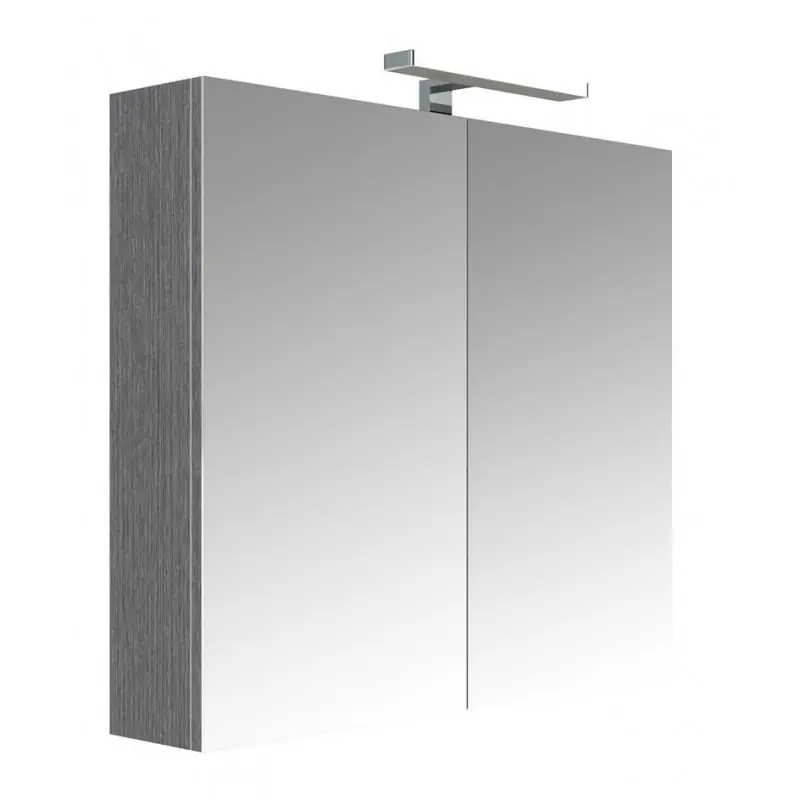 Armoire toilette éclairante 80cm 2 portes miroir 2 étagères chên Juno