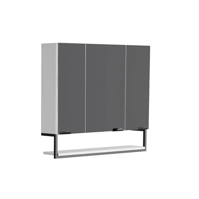 Armoire de toilette 80 cm avec 3 portes miroir et 6 étagères blanc mat