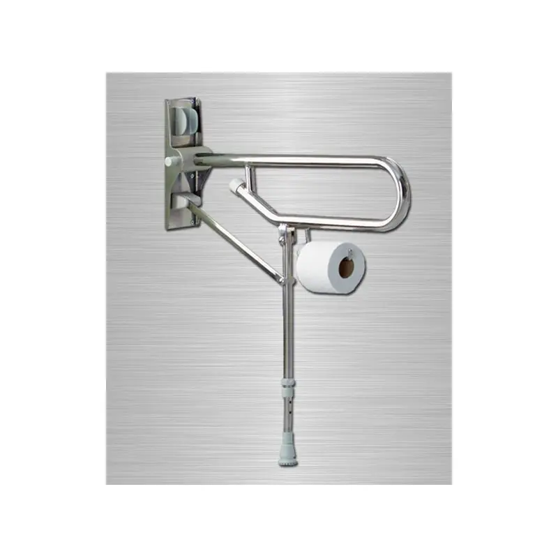 Barre d‘appui rabbatable inox avec pied réglable Diam 32mm (Accessibil