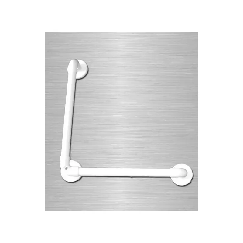 Barre d‘appui lisse renforcée coudée 90° 450x450mm blanche (Accessibil