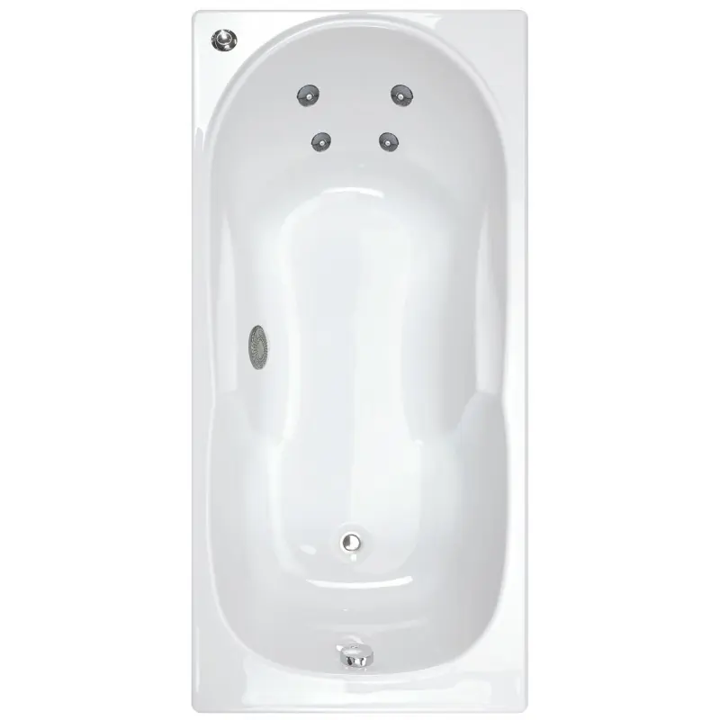 Baignoire balnéo rectangulaire 170x75x52-53 cm 148-218 L blanc avec pi