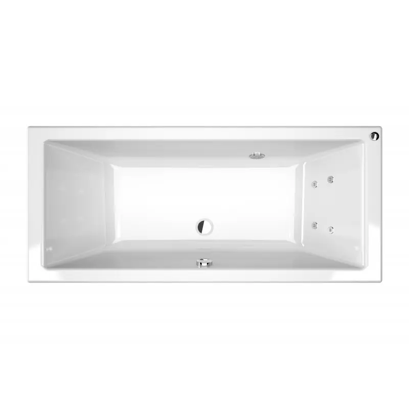 Baignoire balnéo rectangulaire 170 x 75 cm 4 buses dorsales blanc Zéna