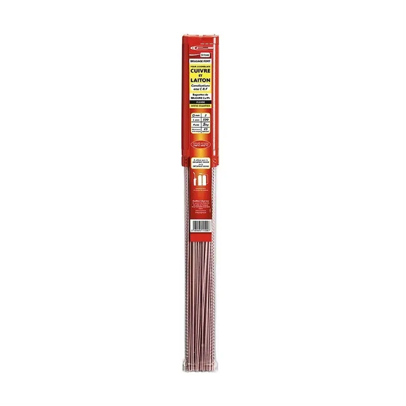 Baguettes de brasure Cu/Ph brasage fort Chantier Diam 2 mm L 500 mm